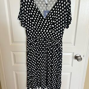 Black and White Polka Dot Midi Dress